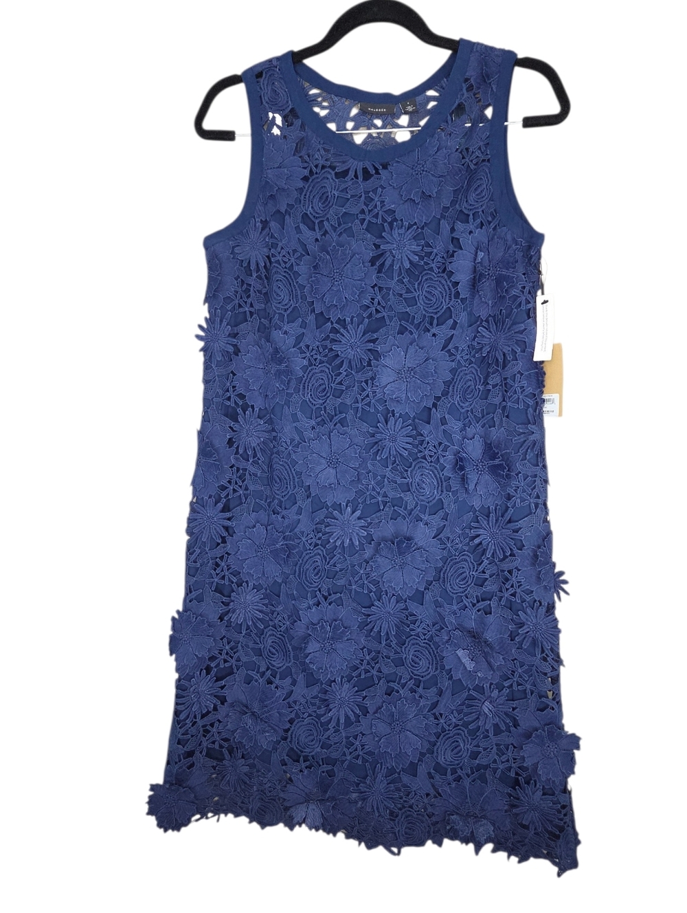 Halogen Navy Floral Crochet Overlay Dress NWT S